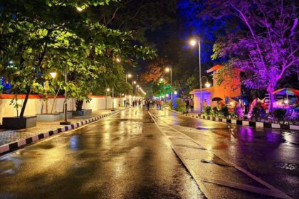 Night view of Manaveeyam Veedhi Trivandrum