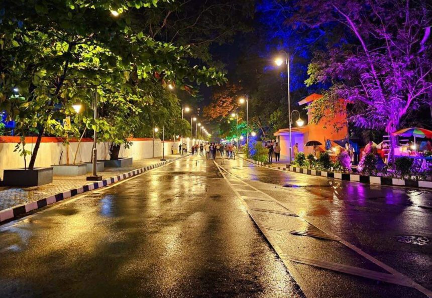 Night view of Manaveeyam Veedhi Trivandrum