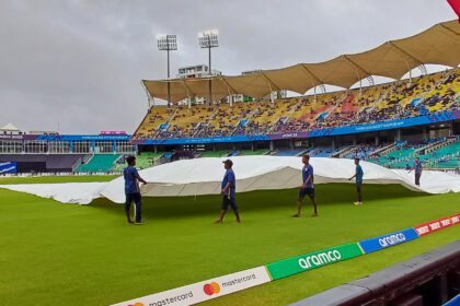 The India-Netherlands World Cup warm-up match at Greenfield International Stadium, Karyavattom was abandoned due to rain.